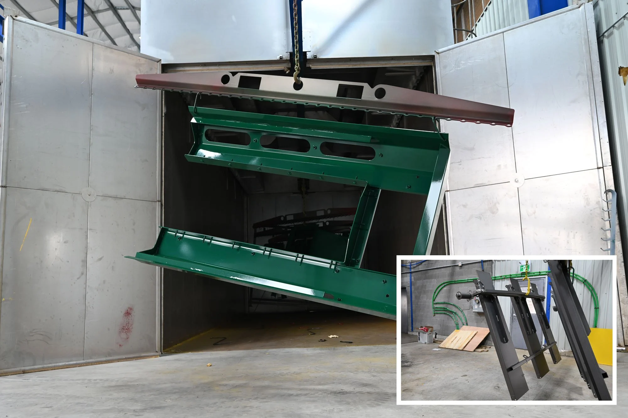 Refinished green components with a before inset