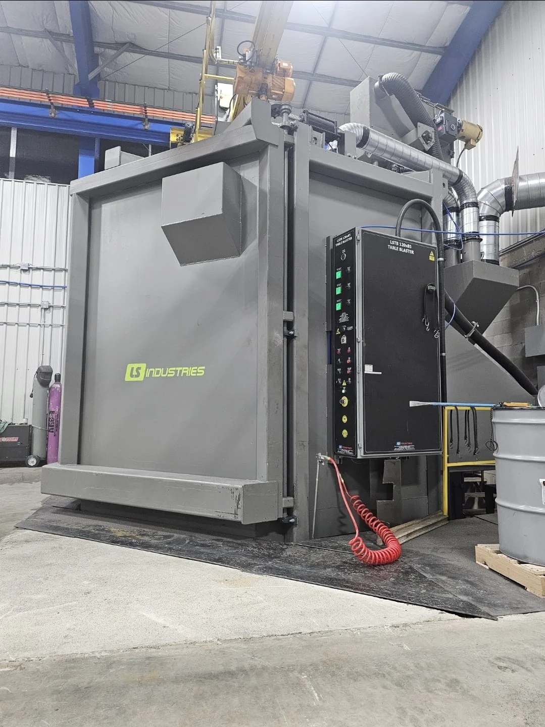 Table blasting equipment inside the Mapleside shop